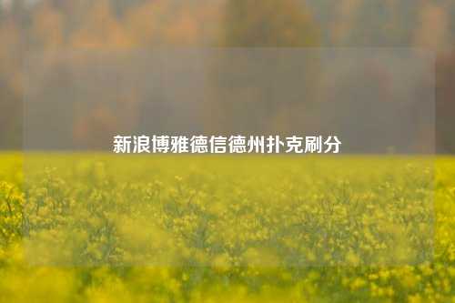 新浪博雅德信德州扑克刷分