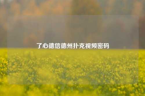 了心德信德州扑克视频密码