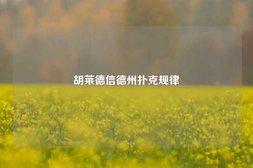 胡莱德信德州扑克规律